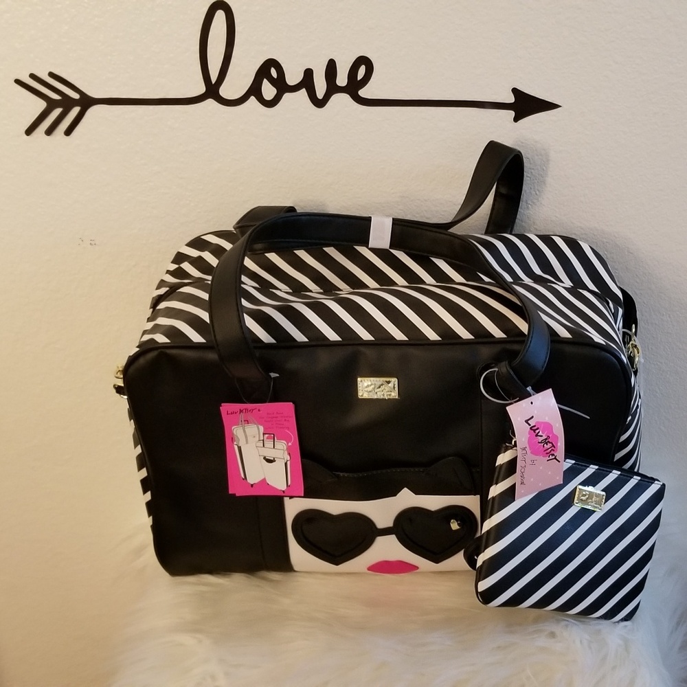 Betsy Johnson Weekender luggage bag & cosmetic